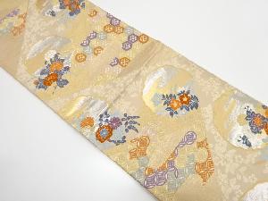 切りばめ風　古典柄に枝垂れ桜・秋草模様織り出し　袋帯